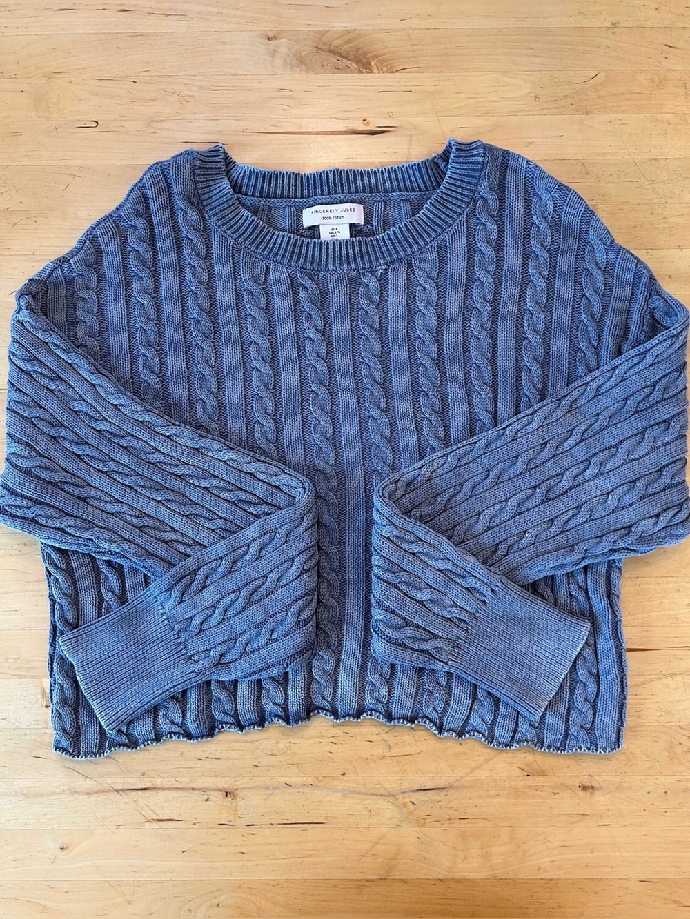 Sincerely Jules 100% Cotton Cable Knit Sweater Large